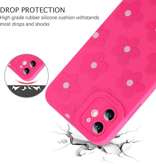 ZIYE for iPhone 11 Case Hot Pink Flower Pattern Phone Case with Camera Protection,Soft TPU Silicone Rubber Protective Cover Floral Design Cases Compatible with iPhone 11 6.1 Inch