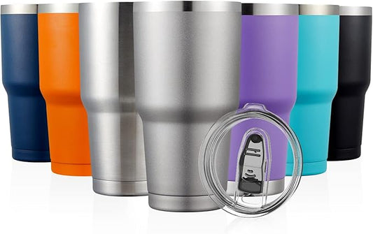 COMOOO 30oz Stainless Steel Tumbler with Lid Insulated Tumbler Coffee Cup Durable Double Wall Vacuum Travel Coffee Mug Thermal for Hot and Cold Drinks (Grey, 1 Pack)