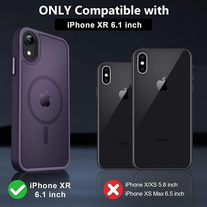 MOCCA Strong Magnetic for iPhone XR Phone Case, [Compatible with Magsafe][Mil-Grade Drop Protection] Slim Thin Translucent Matte Protective Cover Case for iPhone XR Case 6.1'', Deep Purple