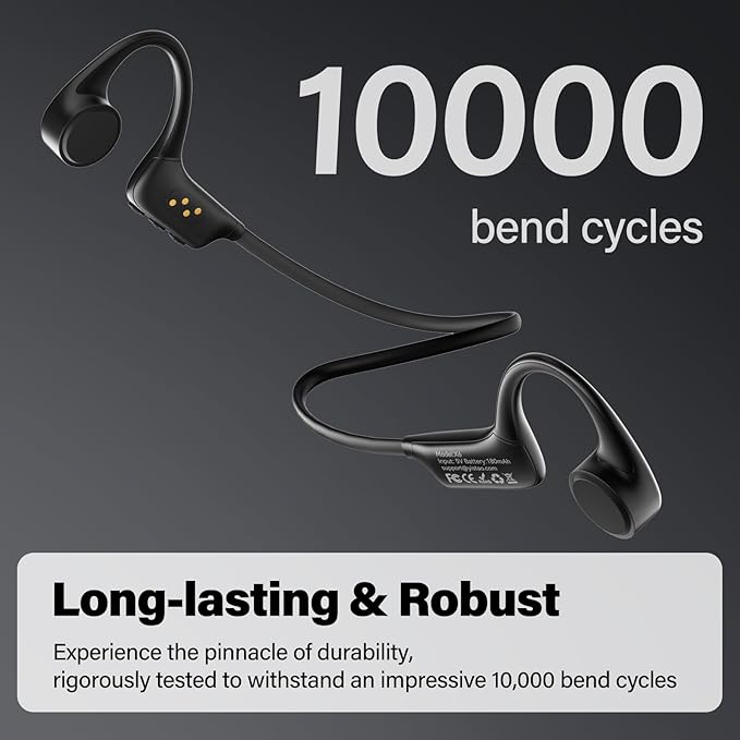 Bone Conduction Headphones, Open Ear Headphones Wireless Earphones, 32GB MP3, 8 Hours Playtime, Bluetooth 5.3, IP68 Waterproof Earphones for Running and Fitness Workout - Black