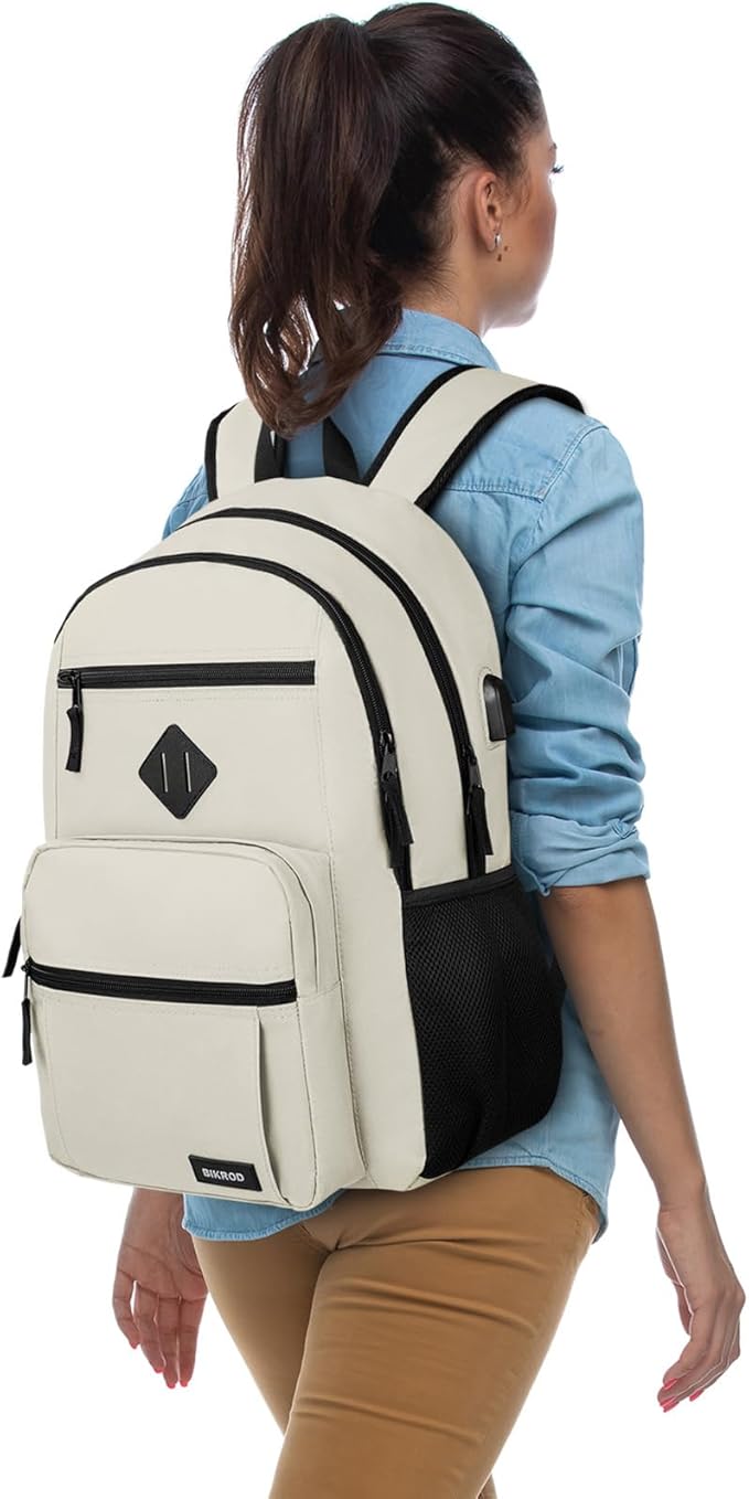 BIKROD Backpack for Girls Women, School Backpack for Teen Boys, Lightweight Casual High School Bookbag, Daily-use Travel Laptop Backpack with USB Charging Port Fits 15.6 Inch Notebook