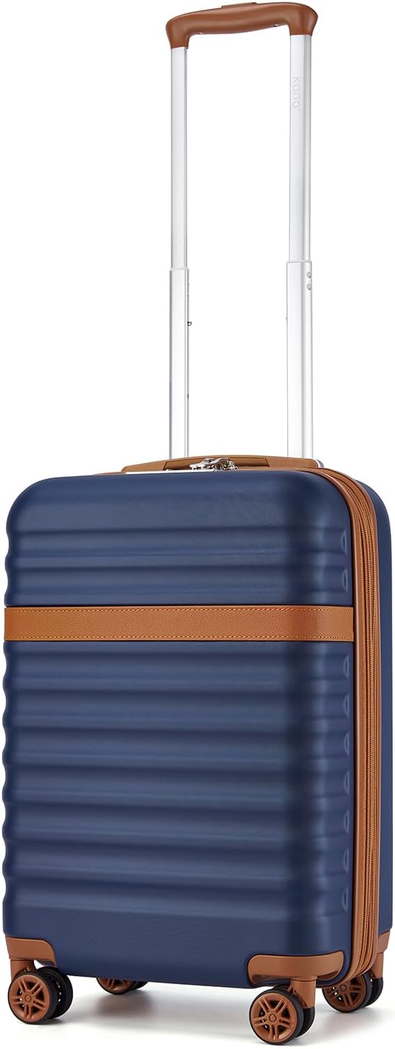 Kono Airline Approved Carry On Luggage 22x14x9 inches, with TSA Lock, 20 Inch Expandable Lightweight Hardshell Suitcase (Navy, Suitable for 1-3 Days of Travel)