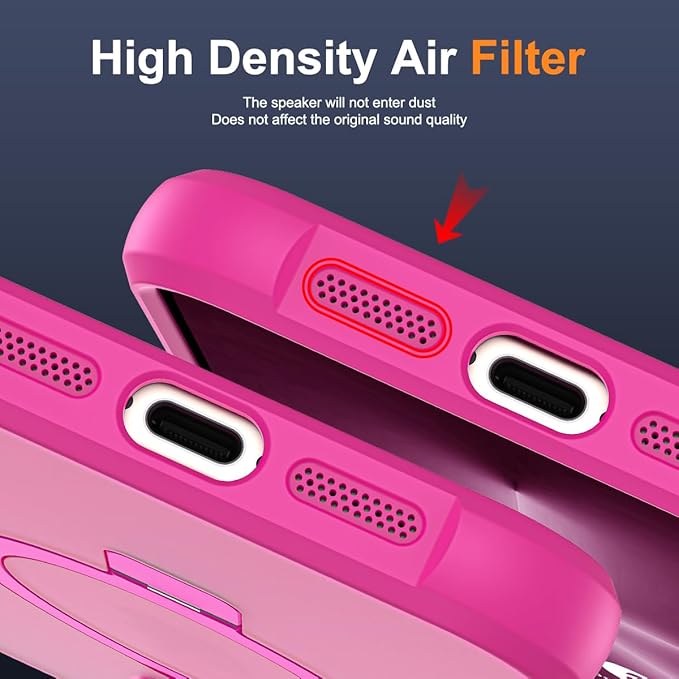 Compatible with iPhone 12 Pro Max Case & iPhone 13 Pro Max Case with Invisible Magnetic O-Ring Stand Translucent Phone Cases 6.7" [Compatible with Mag-Safe][Great Grip Feeling], Rose