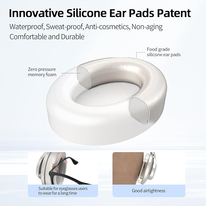 SoundMAGIC P58BT ANC - Over Ear Hybrid Active Noise Cancelling Bluetooth Headphones - Silver