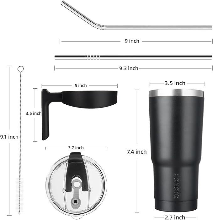 BJPKPK 20oz Tumbler With Handle Stainless Steel Insulated Tumbler Cups With Lid And Straw For Home, Office or Car,Black