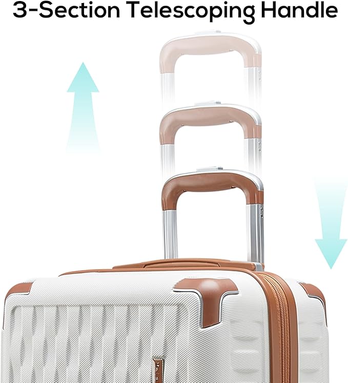 Melalenia Luggage 10 Piece Sets Clearance,Large Suitcase Set Spinner Wheels with TSA Locks,Hard Shell Luggage Sets for Women Travel Suitcase (White brown)