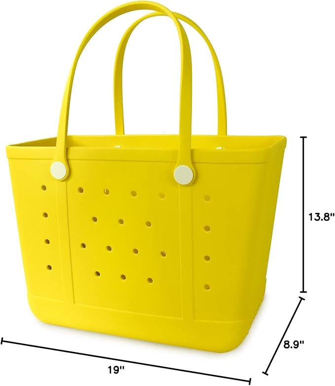 Extra Large Rubber Tote Bag Beach Bag, Washable Durable Open Beach Tote Bag, Travel Totes Bag for Pool Boat Sports