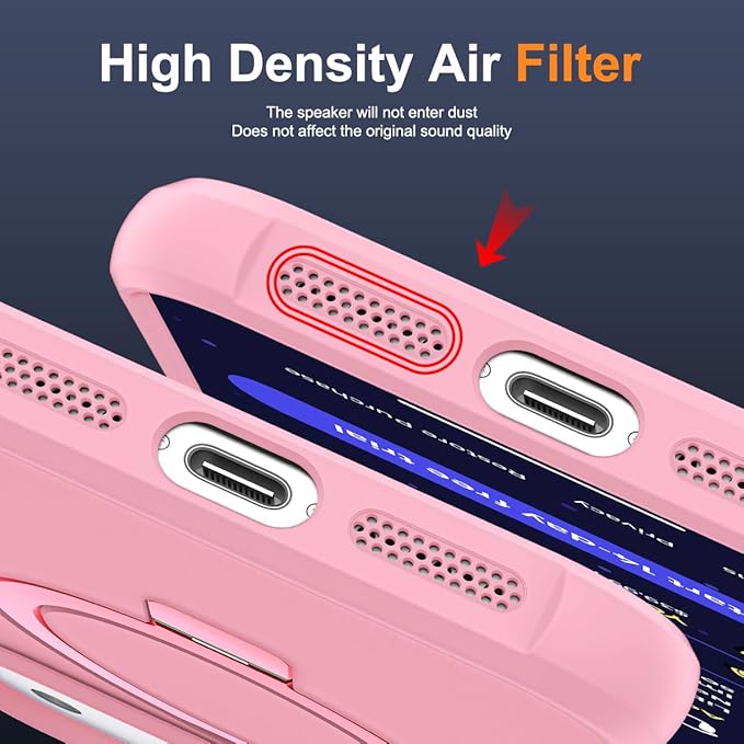 Compatible with iPhone 17 Pro Max Case with Invisible Magnetic O-Ring Stand Military-Grade Translucent Case for iPhone 17 ProMax 6.9" [Compatible with Mag-Safe][Great Grip Feeling], Pink