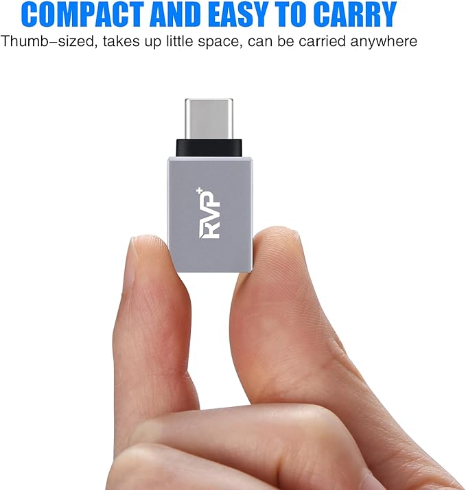 RVP+ USB-A Female to USB-C Male Adapter (5-Pack, Gray)