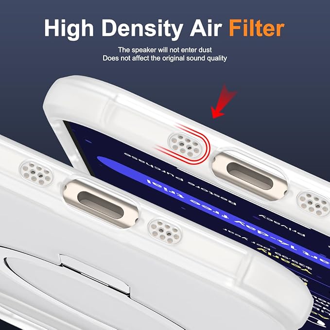 Compatible with iPhone 17 Air Case with Invisible Magnetic O-Ring Stand Military-Grade Phone Case for iPhone 17 Air 6.5" [Compatible with Mag-Safe][Great Grip Feeling],Translucent