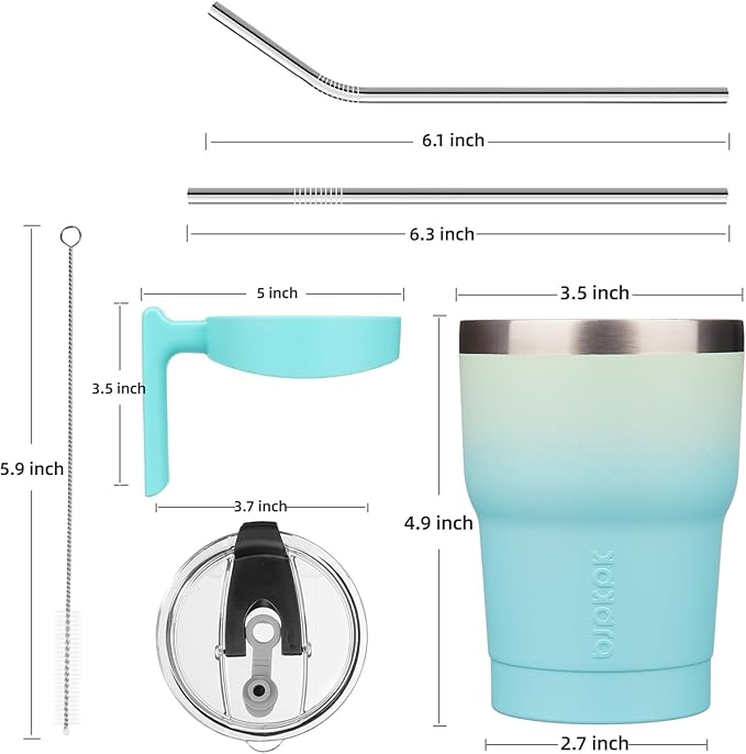 BJPKPK Tumbler With Handle 10 oz Tumbler With Lid And Straw Reusable Stainless Steel Travel Mug Insulated Coffee Cups,Mint