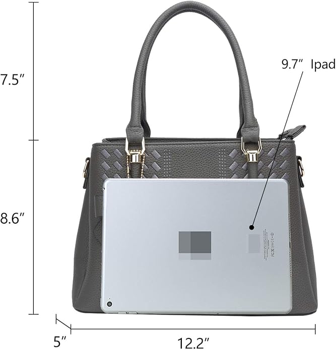 KKXIU Women Satchel Bags Handle Shoulder Handbags and Purses Pockets Zipper Leather Crossbody Bags