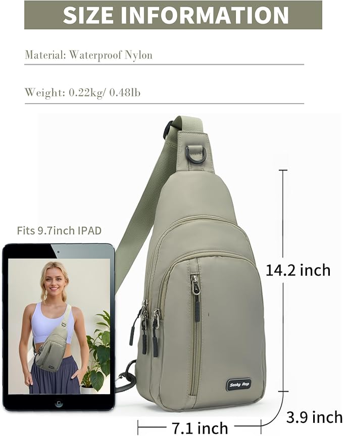 Seoky Rop Small Sling Bag Crossbody for Men Women One Strap Shoulder Cross Body Bag Sling Backpack for Travel