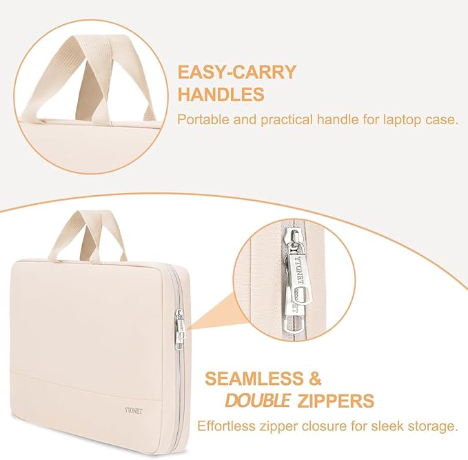 Ytonet Laptop Case 15.6 inch, TSA Laptop Sleeve Water Resistant Slim Carry Travel Computer Bag Compatible for MacBook, HP, Dell, Lenovo, Asus Notebook, Gifts for Men Women, Beige