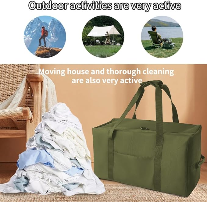 Large Military Duffle Bag Tactical Gear Load Out Bag Camping Storage Utility Tote Deployment Cargo Bag Travel Sports Equipment Duffel Luggage Bag with (Army Green, Medium 25.59"x11.81"x13.78")