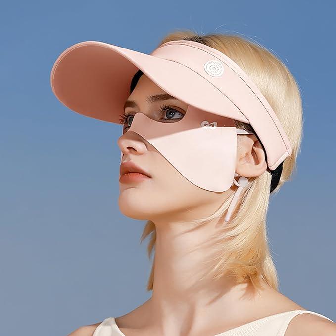 UPF50+ Half Mask,Face Shield,Sun Screen Protector for Face with Adjustable Ear Straps, Golf Visors for Women Golfers