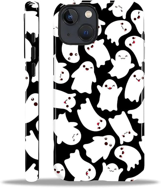 Case for iPhone 13 iPhone 14 Case,Halloween Ghosts Bats Design - Hybrid Dual Protection Silicone + Hard PC Shockproof Full Body Cover Slim Anti-Scratch Protective Case for Men Women