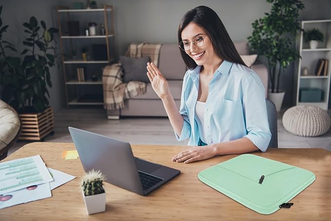 Laptop Case 15.6 inch, Shockproof Protective Computer Carrying Cover with Front Pocket, Briefcase Handbags Laptop Sleeve for 15.6 inch HP, Dell, Acer, Asus, Notebook, Light Blue