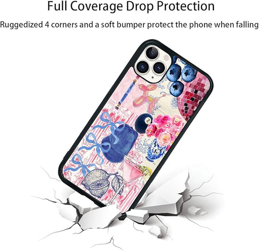 Aesthetic Collage Shockproof Protective Trendy Preppy Phone Case for iPhone 11 Pro Cute Flower Bow Cover
