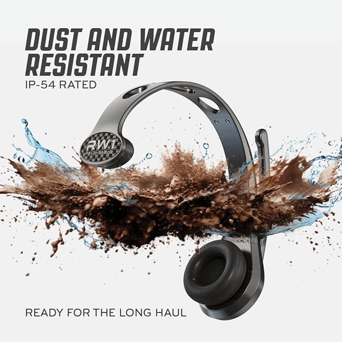 RoadWarrior RW1 Trucker Bluetooth Headset – ENC Mic, 100ft Wireless Range, IP54 Water Resistant, Road Ready Comfort, Right/Left Wear, Volume Controls, On-Ear Fit, Black Wireless Headset for Truckers