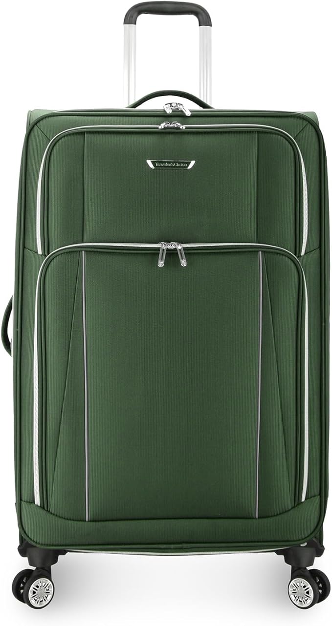 Traveler's Choice Lares Softside Expandable Luggage with Spinner Wheels, Green, 2 Piece Luggage Set