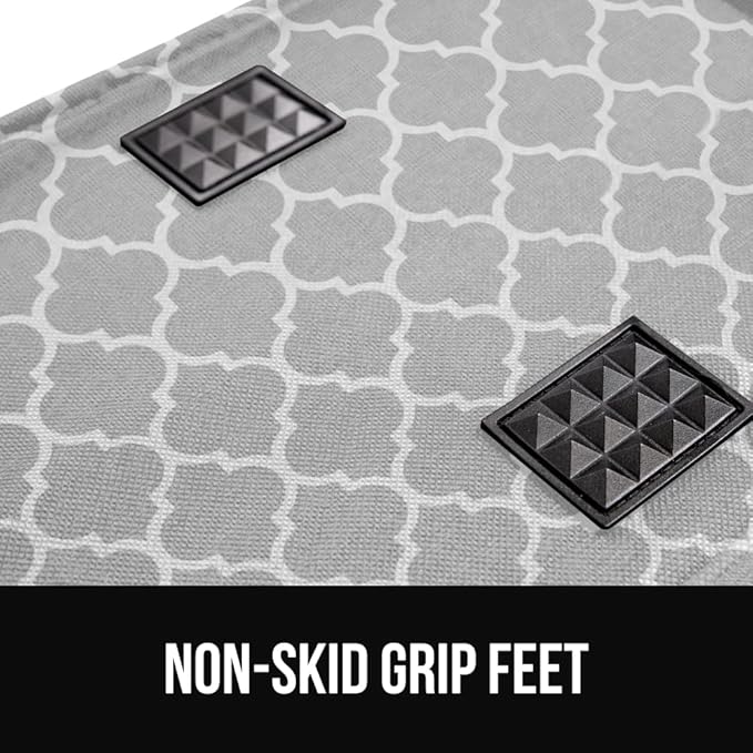 GORILLA GRIP Heavy Duty Foldable Reusable Grocery Bags, Tear Resistant Box Shape Shopping Tote with Reinforced Handles, Grip Feet, Easily Carry and Transport Groceries, 13x10x11, 1 PK, Quatrefoil Gray