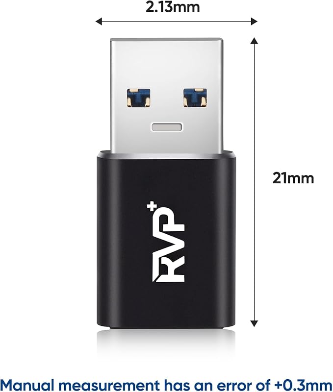 RVP+ USB-C to USB-A 3.2 Gen 1 Adapter (2-Pack, Black)