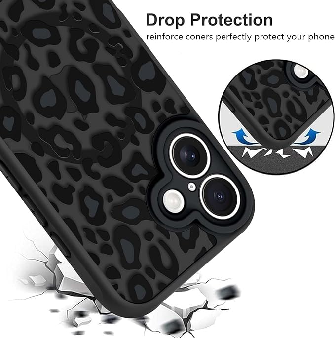 KANGHAR Case for iPhone 16 Plus Phone Case [Compatible with Magsafe] Leopard Printed Pattern Cute Cheetah Protective Magnetic Case for Girls Women Men 6.7"
