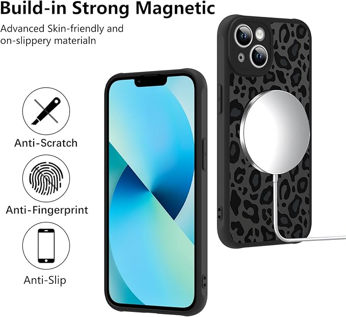 KANGHAR Case for iPhone 13 Phone Case [Compatible with Magsafe] Leopard Printed Pattern Cute Cheetah Protective Magnetic Case for Girls Women Men 6.1"
