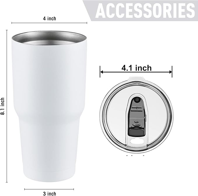 COMOOO 30oz White Tumbler Stainless Steel Insulated Tumbler with Lid Double Wall Vacuum Coffee Cup Large Travel Mug for Hot and Cold Drinks, Home, Office, School,Party (White, 1 Pack)