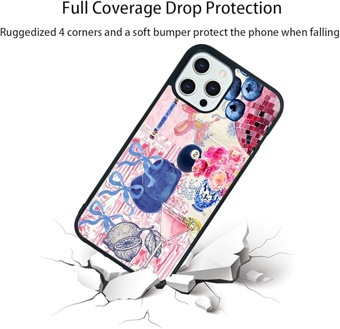 Aesthetic Collage Shockproof Protective Trendy Preppy Phone Case for iPhone 12 Pro Max Cute Flower Bow Cover