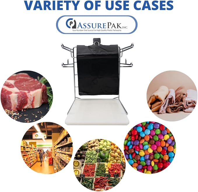 Black Unprinted HDPE T-Shirt Bags - 1/8 BBL 10"X5"X18" - 200 Bags - 30 microns - Black - Perfect for Grocery Shopping and Store Purchases BLK818EHD30M-EO - AssurePak