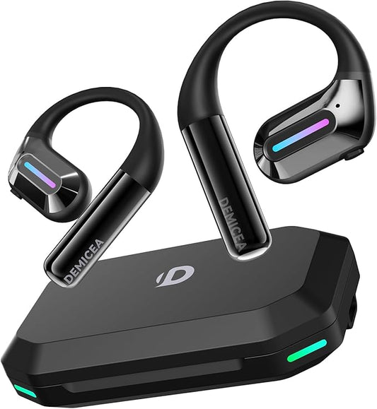 True Bone Conduction Headphones, Perfect for Night Running and Cycling, Aurora Mode(RGB Light) Open-Ear Headphones, Up to 30H Playtime with Charging Case, IP68 Water-Resistant, AAC/SBC