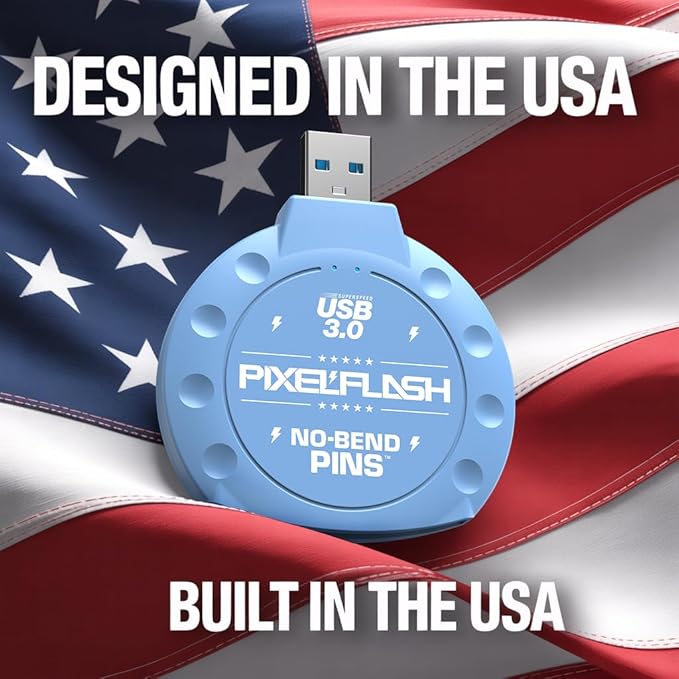 PixelFlash CF Card Reader (Blue) - Compact Flash Memory Card Adapter with USB 3.0, 5GB/s File Transfer, No-Bend Pins, Supports UDMA-7, Anti-Slip & Anti-Scratch, Compatible with Most Brands & OS