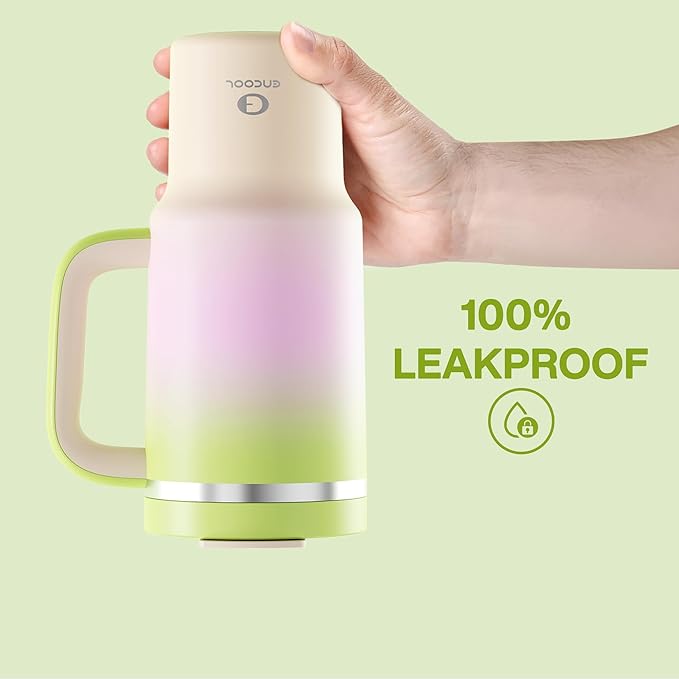 32 oz Tumbler with Handle and Straw: Stainless Steel Insulated Tumbler Keeps Cold for 24 Hours, Leakproof Travel Cup Fits in Cup Holder and BPA-Free, Morning Dew