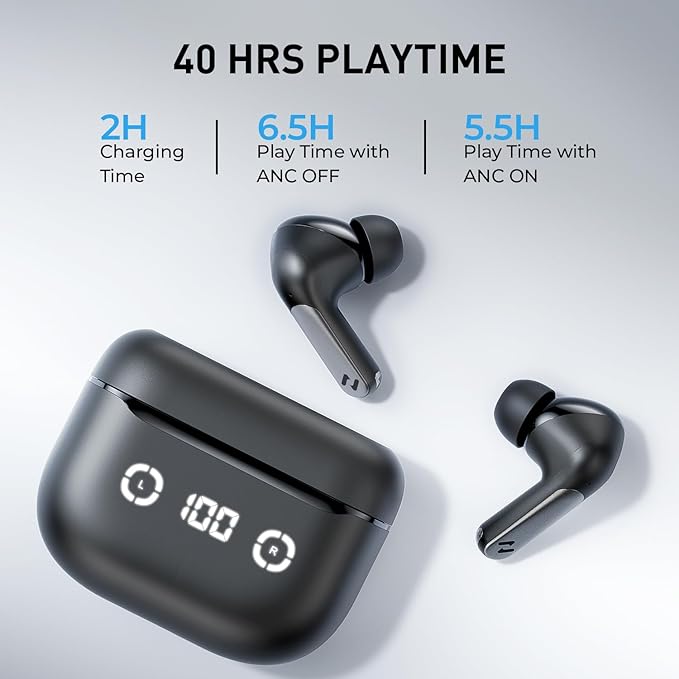havit Wireless Earbuds Noise Cancelling, Bluetooth 5.4 Headphones with 4 ENC Noise Cancelling Mic, 40H Playtime, in-Ear Bluetooth Ear Buds 7 Preset EQs via App LED Display