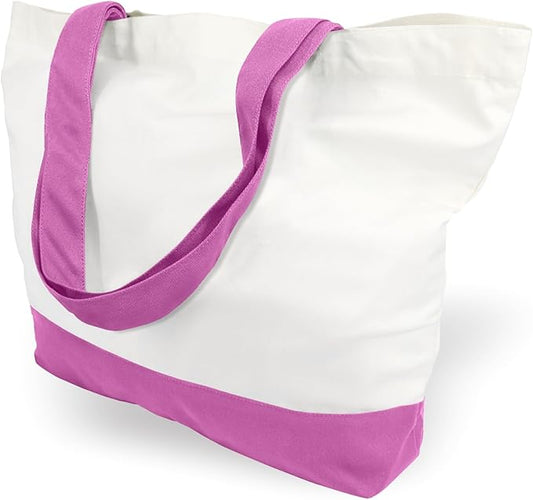 TOPDesign 3-Pack Super Strong Large 12oz Cotton Canvas Tote Bags, Reusable Grocery Shopping Cloth Bags, Fashionable Two-Tone Totes for Crafts, DIY Your Creative Designs