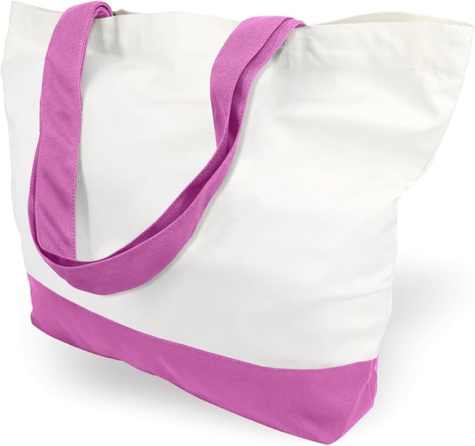 TOPDesign 1-Pack Super Strong Large 12oz Cotton Canvas Tote Bag, Reusable Grocery Shopping Cloth Bag, Fashionable Two-Tone Tote for Crafts, DIY Your Creative Designs