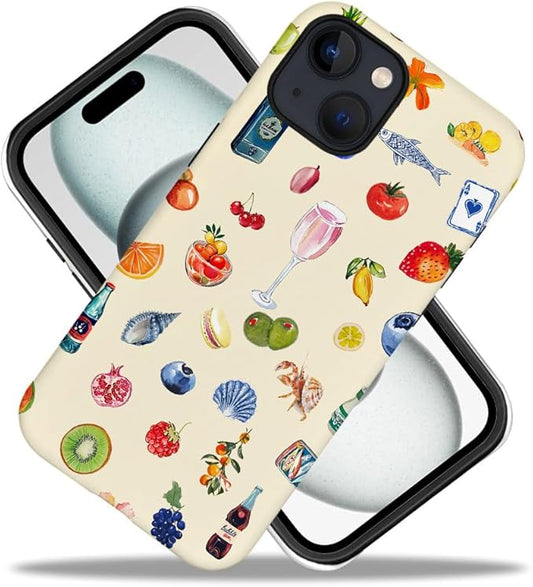 DAIZAG Case Compatible with iPhone 15 Plus,Fit Shockproof Cover for Women Girls,Fruit Flower Seashell Aesthetic