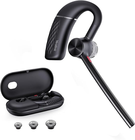 Yealink Bluetooth Headset BH71,Wireless Bluetooth Earpiece with 4 Noise Canceling Microphones,Teams&Zoom Certified,Mute Function,Connect to Cell Phone/Laptops,No Dongle