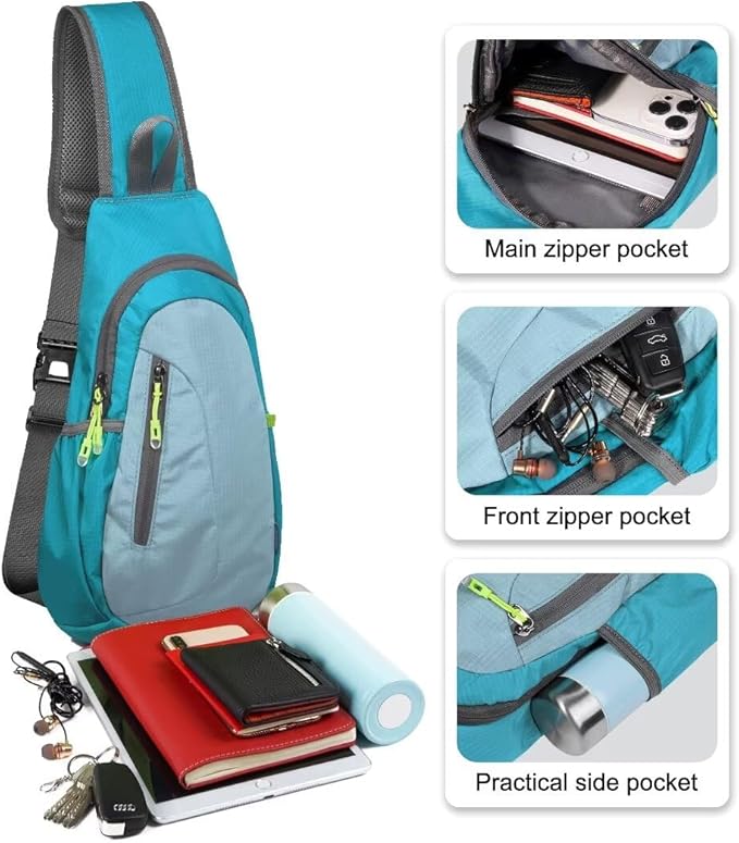 TITECOUGO Small Sling Bag, Lightweight Crossbody Backpack for Men Women, Shoulder Bag for Sports and Outdoor