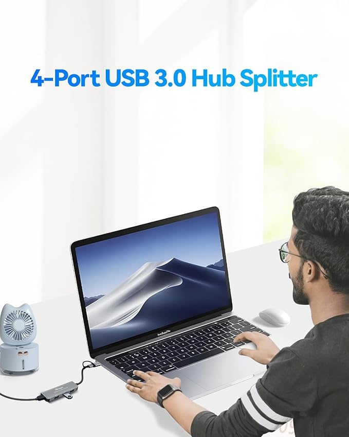 USB HUB for Laptop,USB Splitter USB c hub USB USB 3.0 hub,USB c hub (USB A/C HUB with 4 * 3.0 and no HDMI)