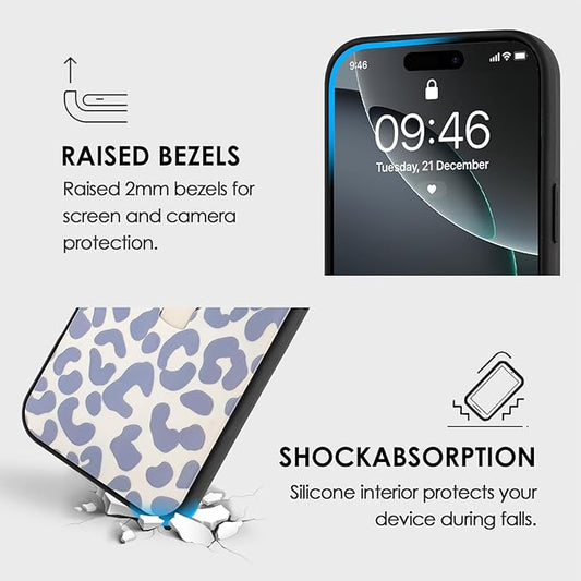 Compatible with iPhone 16 Pro Case with Finger Hand Strap Kickstand, Trendy Cool Leopard Cheetah Print Phone Case for Women Men, Full Camera Protection Shockproof Protective Cover, White