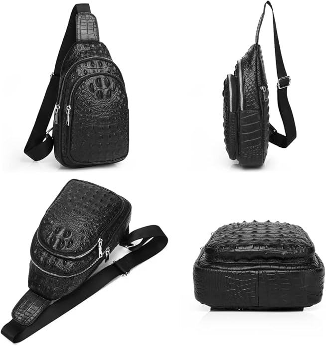 KPYWZER Vintage Leather Sling Bag Backpack for Men Crossbody Shoulder Chest DayPack Backpacks