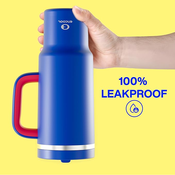 40 oz Tumbler with Handle and Straw: Stainless Steel Insulated Tumbler Keeps Cold for 24 Hours, Leakproof Travel Cup Fits in Cup Holder and BPA-Free, Beaucoup Blue