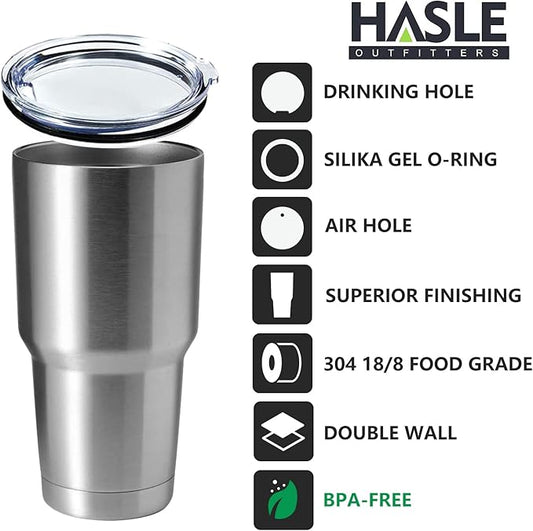 HASLE OUTFITTERS 30oz Stainless Steel Tumbler, Double Wall Vacuum Insulated Travel Mug Tumbler, Durable Insulated Coffee Mug, Gift Box Set (Silver, 1)