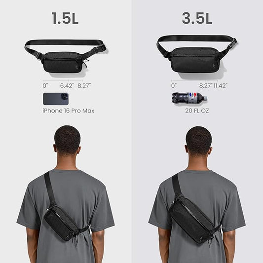 tomtoc 3.5L X-Pac Sling Bag with RFID Blocking, Crossbody Bag Minimalist Chest Shoulder Pack for Men/Women, Water-resistant Lightweight Casual Funny Pack for Travel/Daily Commute
