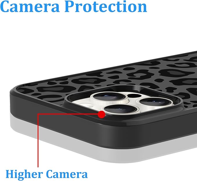 KANGHAR Case Compatible with iPhone 16 Pro Max,Black Leopard Design,Tire Texture Non-Slip +Shockproof Rugged TPU Protective Case for iPhone 16 Pro Max 6.9 Inch