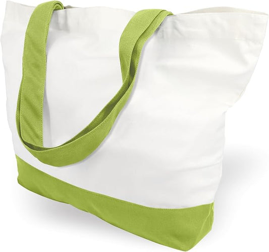 TOPDesign 1-Pack Super Strong Large 12oz Cotton Canvas Tote Bag, Reusable Grocery Shopping Cloth Bag, Fashionable Two-Tone Tote for Crafts, DIY Your Creative Designs