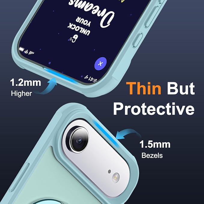 Compatible with iPhone 17 Air Case with Invisible Magnetic O-Ring Stand Military-Grade Translucent Phone Case for iPhone 17 Air 6.5" [Compatible with Mag-Safe][Great Grip Feeling], Blue